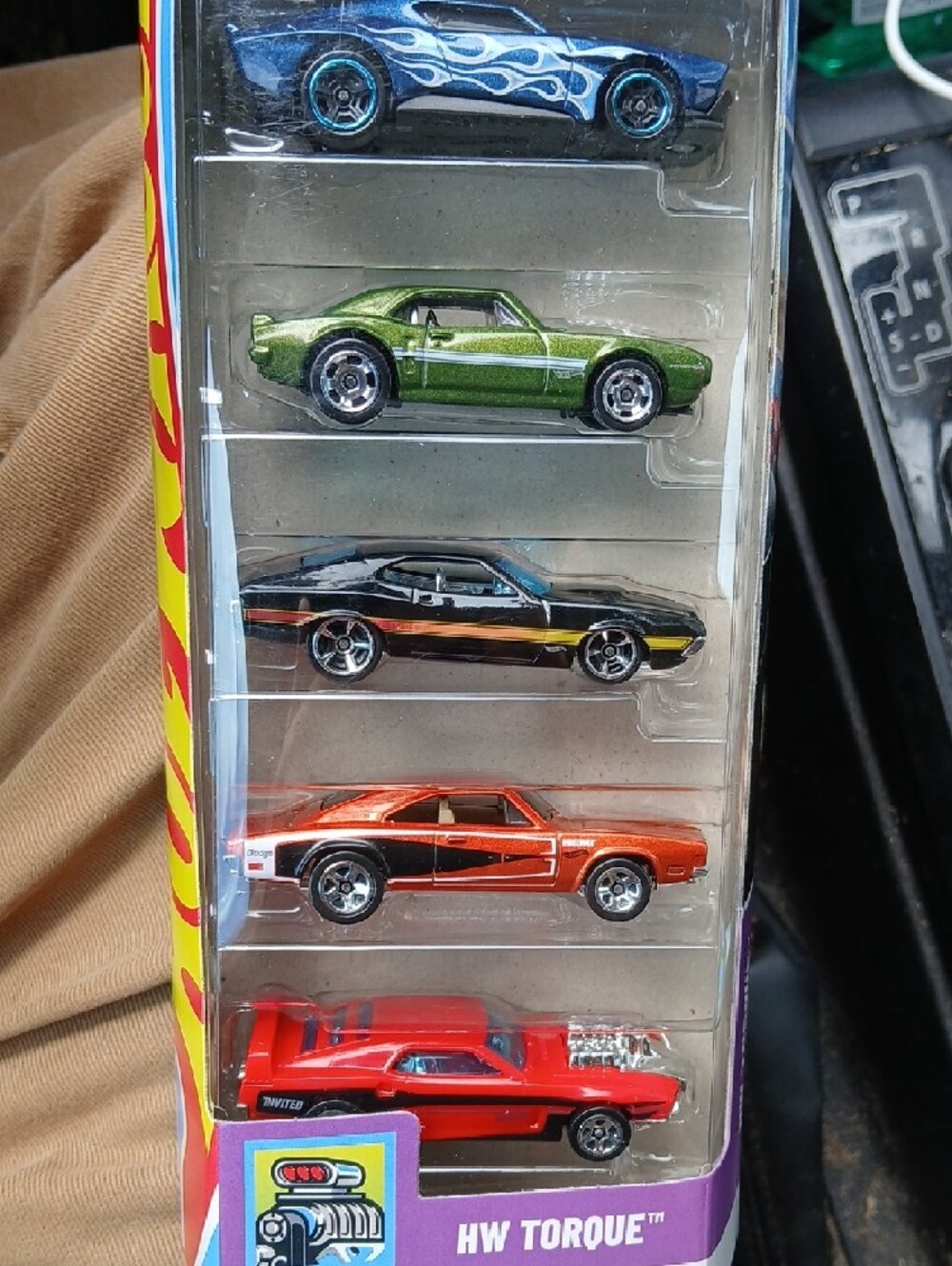 HW TORQUE Hot Wheels 5-Pack Assorted Toy Cars - Blue, Green, Black, Orange